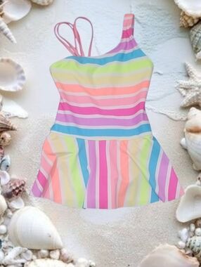 Cat & Jack Girl's Rainbow One-Piece Swimdress